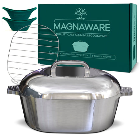 Ultimate Oval Collection - 4-Piece Cast Aluminum Oval Dutch Oven Set Includes 11", 13", 15" & 18" Ovals