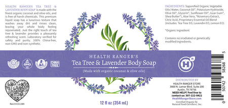 Health Ranger's Tea Tree and Lavender Body Soap 12oz