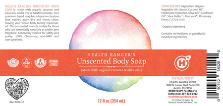 Health Ranger's Unscented Body Soap 12oz