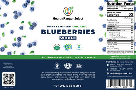 Freeze-Dried Organic Whole Blueberries (12oz, #10 can) (2-Pack)