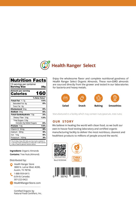 Organic Almonds 12oz (340g)