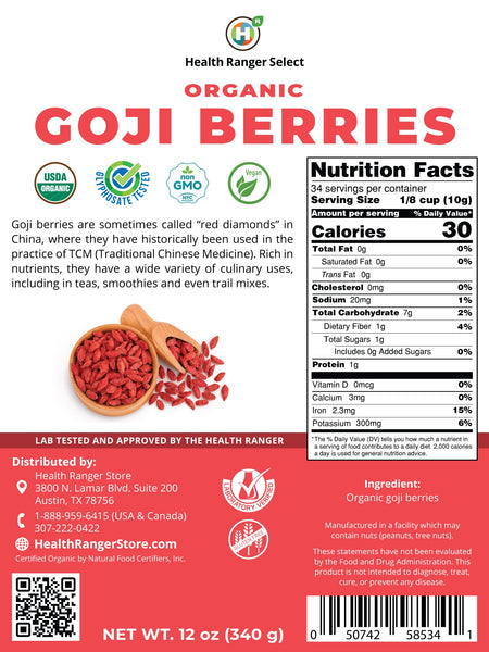 Organic Goji Berries 12 oz (340g)