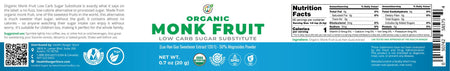 Organic Monk Fruit Extract Powder - Low Carb Sugar Substitute 0.7oz (20g)