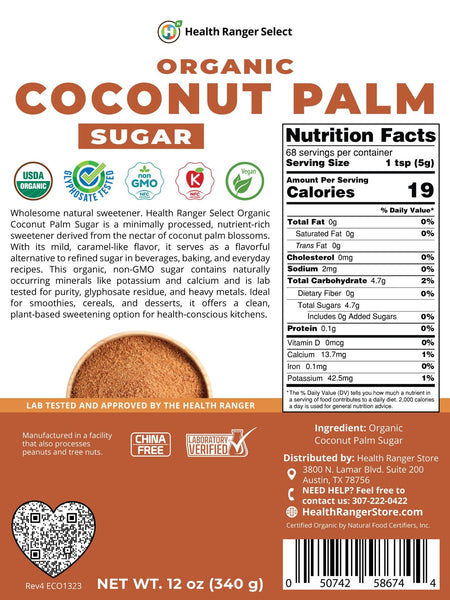 Organic Coconut Palm Sugar 12oz (340g)
