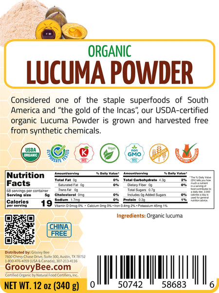 *BUY ONE GET ONE FREE* Organic Lucuma Powder 12 oz (340 g) (Best Before Date: July 31, 2026)