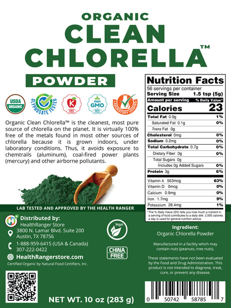Organic Clean Chlorella Powder 10 oz (283g) (Best Before Date: August 31, 2026)