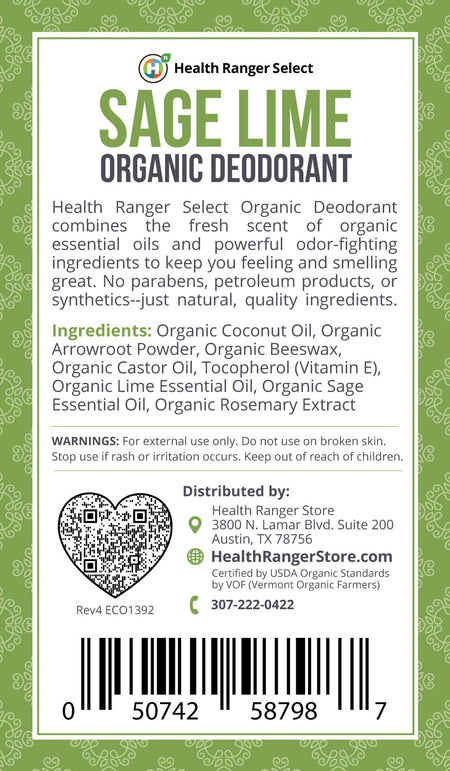 Organic Sage Lime Deodorant 3 oz (90 g)