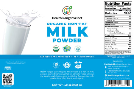 Organic Non-Fat Milk Powder (40 oz, 1133g) #10 Can (2-Pack)