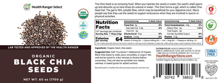 Mini Bucket - Organic Black Chia Seeds 60 oz (1700 g)