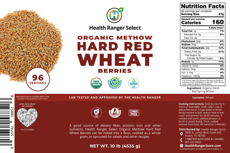 28 Days Food Supply (1 Adult) Organic Hard Red Wheat Berries 10LB (4535g) (4-Buckets)