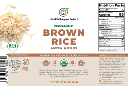 Mega Bucket Organic Long Grain Brown Rice  18LB (8160g)