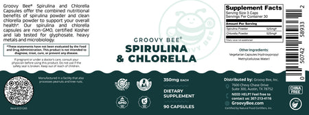 Spirulina and Chlorella Capsules 90 Caps (350 mg Each)