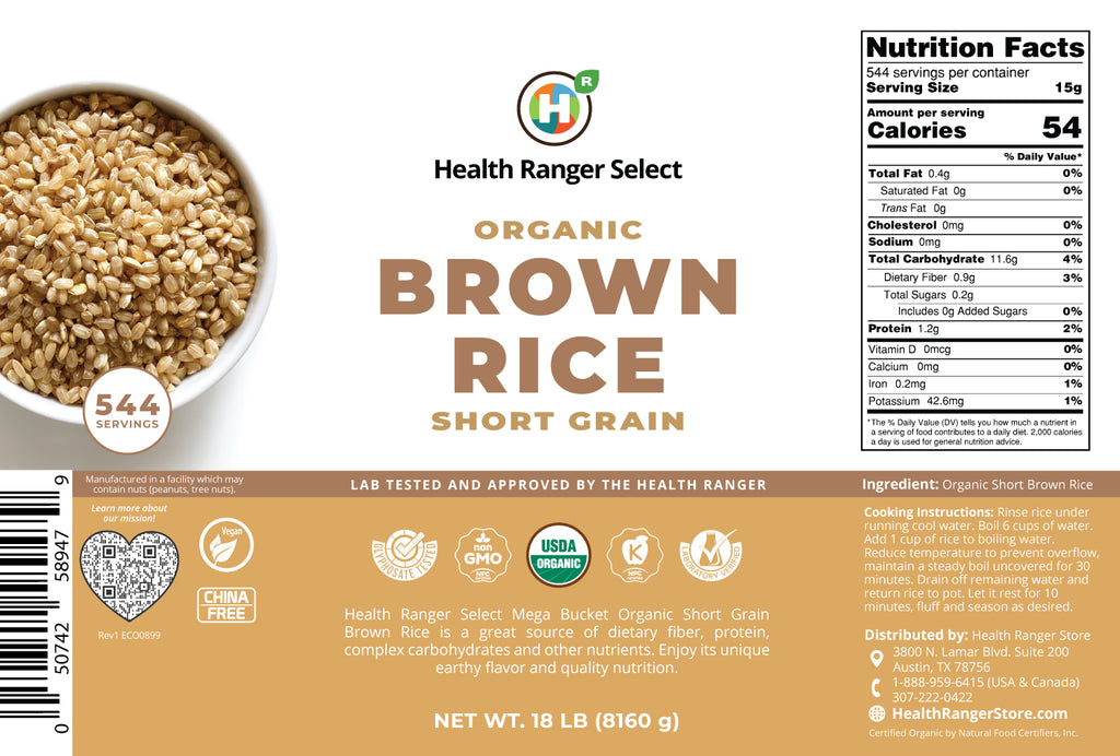 Mega Bucket Organic Short Grain Brown Rice 18 LB (8160 g) — Bright Shop