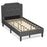 Linen Twin Upholstered Platform Bed with Frame Headboard Mattress Foundation