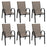 6 Pieces Patio Stackable Dining Chairs with Curved Armrests and Breathable Fabric