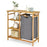 Bamboo Laundry Hamper Stand with Removable Sliding Bag and 3-Tier Open Shelves