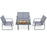4 Pieces of Metal Patio Furniture Chat Set with Tempered Glass Coffee Table