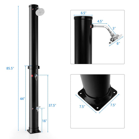 7.2 Feet Solar-Heated Outdoor Shower with Free-Rotating Shower Head