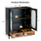 Kitchen Industrial Buffet Sideboard with Tempered Glass Doors-Black