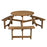 6-person Round Wooden Picnic Table with Umbrella Hole and 3 Built-in Benches-Dark Brown