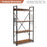 4 -Tier Industrial Open Storage Bookshelf-Coffee
