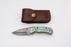 Hand-Forged Damascus Folder | Turquoise Handle, Engraved Bolster & Intricate Scrollwork - TF-076
