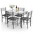 5 Pieces Dining Set with Tempered Glass Top Table and 4 Upholstered Chairs