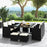 11 Piece Patio Dining Set Wicker Chairs and Tempered Glass Table with Waterproof Cushions-Black & White