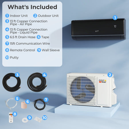 GreyVolt Series 12000 BTU 22 SEER2 115V WiFi Enabled Mini Split AC Compatible with Alexa Gray