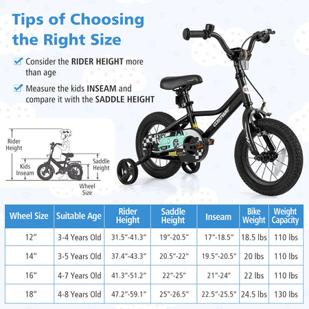 12 Inch Kids Bike Adjustable for 3-4 Years Old with Low-Step Frame