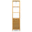 Bamboo Tower Hamper Organizer with 3-Tier Storage Shelves-Natural