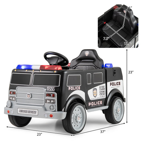 12V Battery Powered Electric Vehicle with 3 Speeds and Megaphone-Black