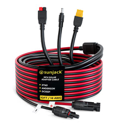 SunJack MC4 Solar Panel Adapter Cable, 14AWG / 10ft