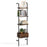 5-Tier Ladder Bookcase with Drawer and Metal Frame for Study Home Office-Rustic Brown