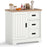 Farmhouse Sideboard Buffet Cabinet Kitchen Pantry with Sliding Doors-White
