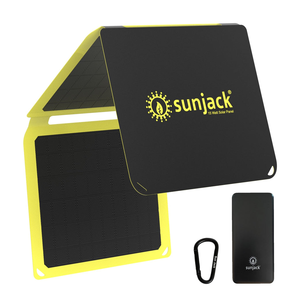 SunJack 15 Watt ETFE Foldable Portable Solar Panel Charger with 10000m ...