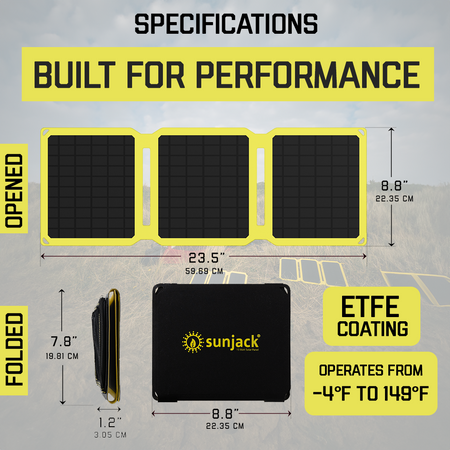 SunJack 15 Watt ETFE Foldable Portable Solar Panel Charger with 10000mAh Power Bank Battery