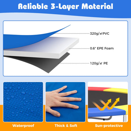 16 Feet Trampoline Pad Replacement Safety Pad with Fixing Straps (Multicolor)