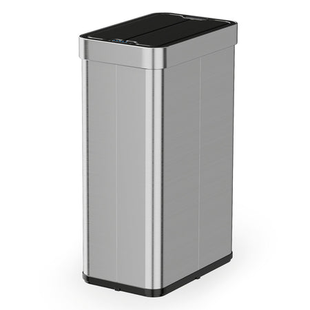 16 Gallon Trash Can with Wing Lids for Bedroom Bathroom Kitchen-Silver