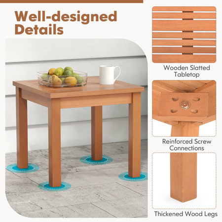 18 Inch Square End Outdoor Adirondack Side Table with Slatted Tabletop