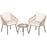 3 Piece Patio Bistro Set with Heavy Duty Metal Frame-Beige