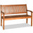 Two Person Solid Wood Garden Bench with Curved Backrest and Wide Armrest