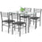 5 Pieces Dining Set with Tempered Glass Top Table and 4 Upholstered Chairs