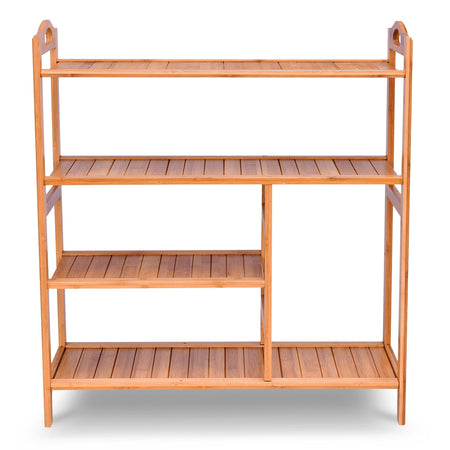 4 Tiers Multifunction Bamboo Storage Shoe Rack for Entryway Hallway
