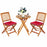 3 Pieces Patio Folding Bistro Set with Padded Cushion and Round Coffee Table-Red