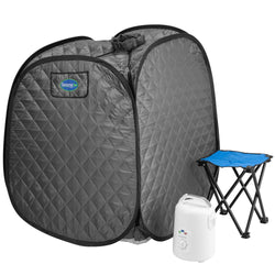 Personal Foldable Steam Sauna for Weight Loss, Detox, Relaxation at Home, 60 Minute Timer, 800 Watt Steam Generator, Chair Included (Gray)