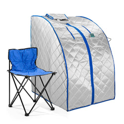 Infrared Heated Personal Sauna with Heating Foot Pad and Chair