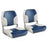 2 Pieces Low Back Boat Seat Set with Sponge Padding and Aluminum Hinges-Blue