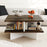 2-Tier Square Coffee Table with 4 Storage Compartments-Walnut