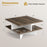 2-Tier Square Coffee Table with 4 Storage Compartments-Walnut